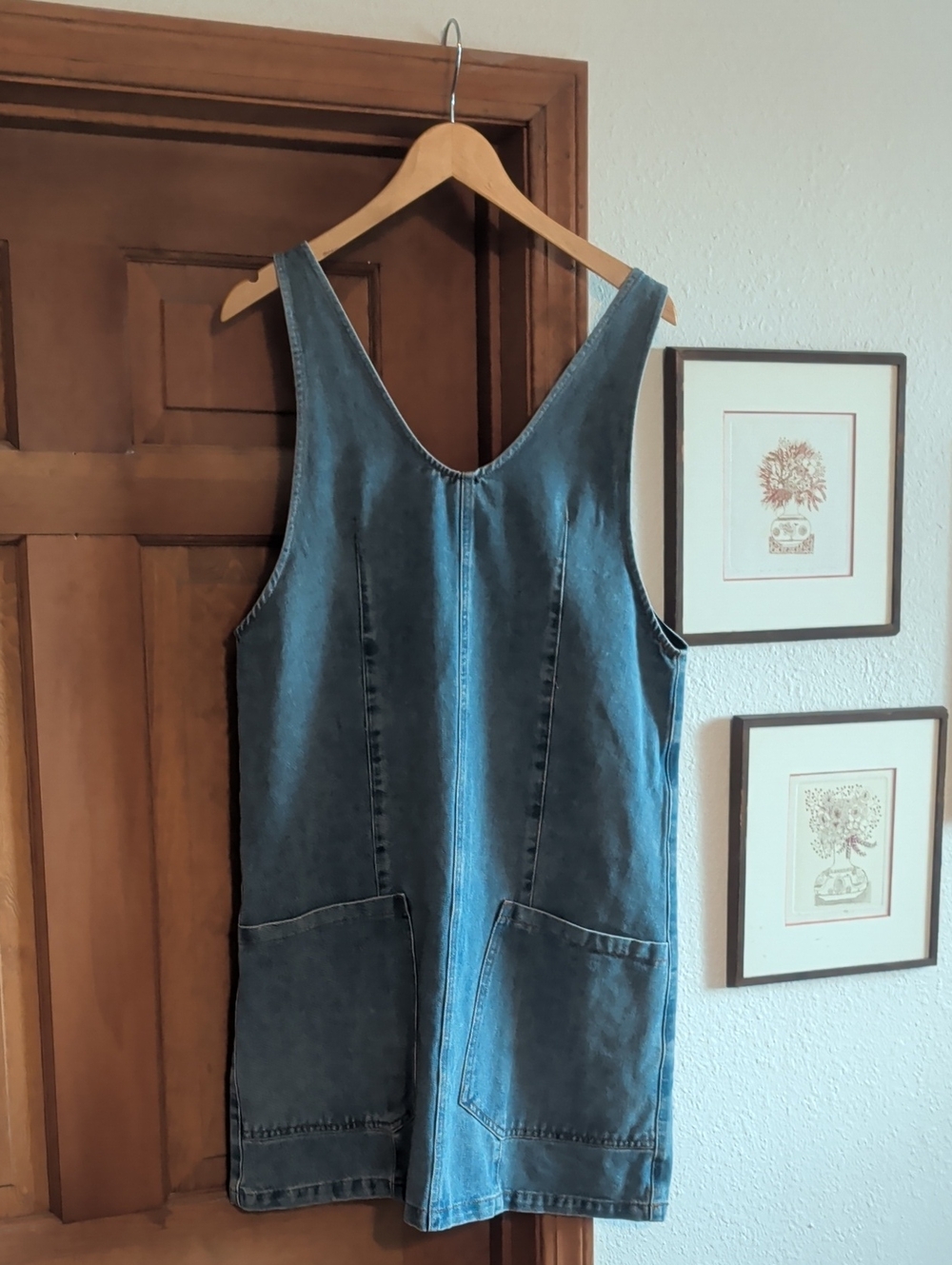 Denim Pinafore Dress - Blue